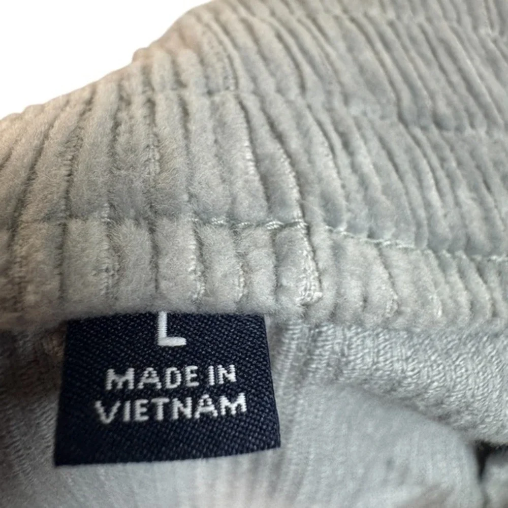 GAP Mens Corduroy Pleated Pants Elastic Waist Gray Large Casual‎ Trousers